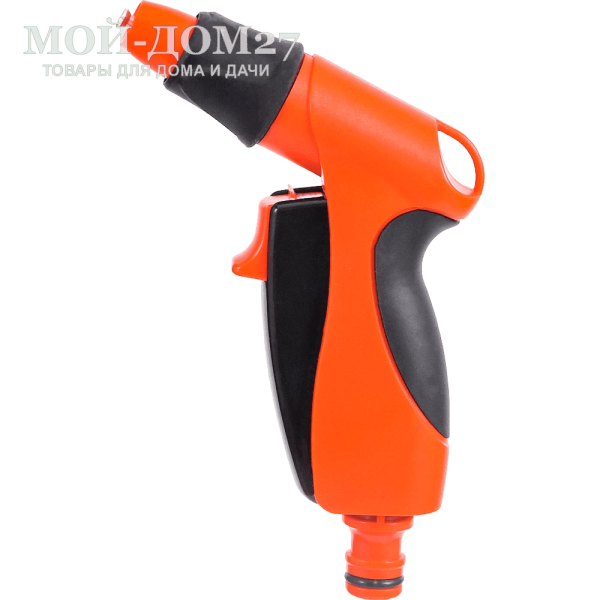 Пистолет регулируемый ЖУК Эрго | Мой-Дом27 | Пистолет позволяет плавно регулировать интенсивность распыла от струи до тумана. Эргономичная рукоятка удобно ложится в ладонь, а фиксатор рабочего положения клавиши позволяет с удобством выполнять полив газона или садовых культур